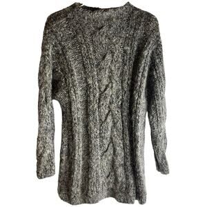 Vintage Petite Liz Claiborne Hand Knitted Mock Neck Cable Knit Sweater